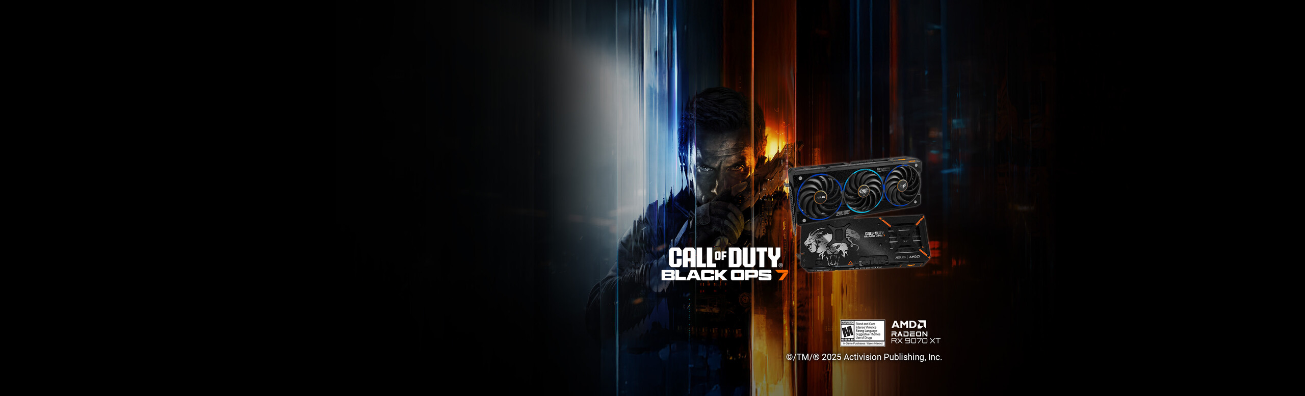 ASUS TUF Gaming Radeon RX 9070 XT COD BO7 Special Edition is a collaboration between ASUS, AMD, and Call of Duty®: Black Ops 7.
